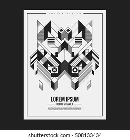 Poster/print design template with symmetric abstract element on white background. Useful for book and magazine covers.