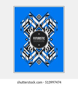Poster/print design template with symmetric abstract element on colorful background.