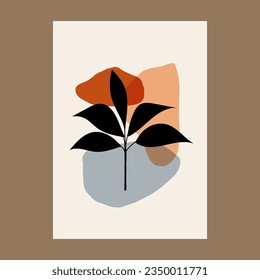 Posters with abstract concepts and pastel colors. Plant leaves, Great design for social media, postcards, prints, wall decoration. Vector illustration
