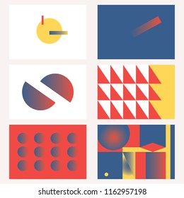 Posters with abstract forms, geometric style 80's, memphis. Retro-art for covers, banners, flyers and posters. Vector illustration