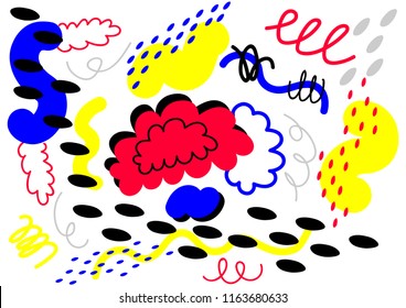 Posters with abstract forms, geometric style 80's, memphis. Retro-art for covers, banners, flyers and posters. Vector illustration