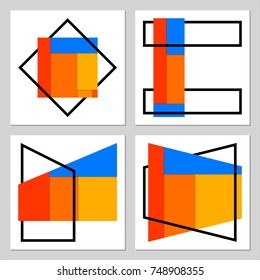 Posters with abstract forms, geometric style 80's, memphis. Retro-art for covers, banners, flyers and posters. Vector illustration