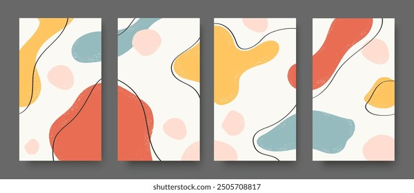 posters with abstract shapes composition in trendy style