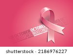 Posters for breast cancer awareness month in october. Realistic pink ribbon symbol. Medical Design. Vector illustration.