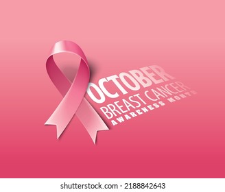 Posters for breast cancer awareness month in October. Realistic pink ribbon symbol. Medical Design. Vector illustration.