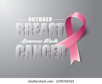Posters for breast cancer awareness month in October. Realistic pink ribbon symbol. Medical Design. Vector illustration.