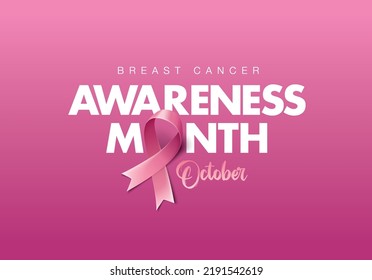 Posters for breast cancer awareness month in October. Realistic pink ribbon symbol. Medical Design. Vector illustration.