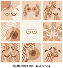 Posters with breast. Vector illustration.
