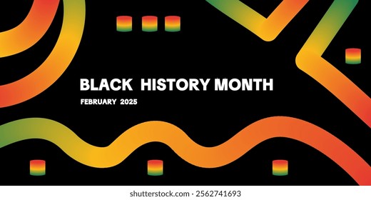 For posters and cards. Vector vertical background of the Month of African American History. Illustration with lines of the national colors of Africa on a black background. For posters and cards