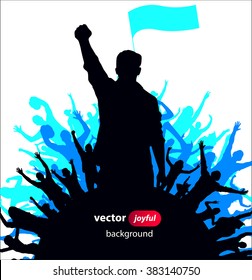 Posters with cheering people
