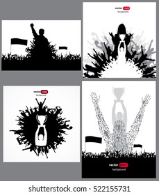 Posters with cheering people