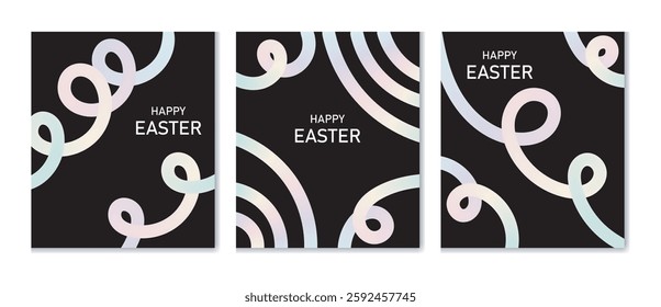 Posters collection Abstract Color Gradient shapes Lines with wavy lines . Colorful vector.Vector Spiral Confetti Shapes. Birthday Pattern with Color Fluid Elements 