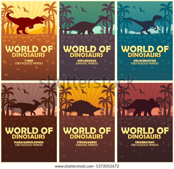 Posters collection World of dinosaurs. Prehistoric\
world. Jurassic period