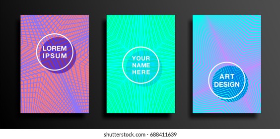 Posters or covers with abstract geometric pattern design in bright color. 