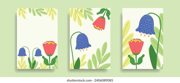 Posters, frames, covers, cards with flowers. Illustration with abstract flowers. Vector.