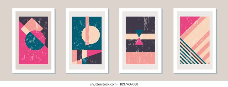 posters of geometric design of the 20s, a set of minimal paintings, vector template with primitive form elements, modern hipster style