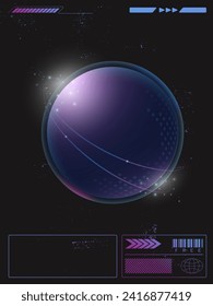 Carteles con esfera degradada y formas abstractas. Volante al estilo y2k.