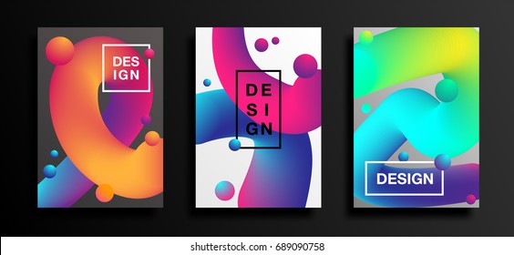 Posters with liquid color shapes. Futuristic trendy abstract covers. Fluid backgrounds set. Vector illustration Eps10. Posters with liquid color shapes. Futuristic trendy abstract covers. Fluid backgrounds set. Vector illustration Eps10.
