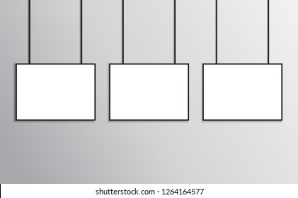 Posters mockup black frame in A4 size landscape orientation