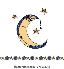 posters, posters with the moon and stars . vector background