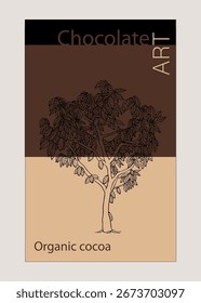 Carteles de granos de cacao orgánicos procesados en cacao seco por agricultores en bocetos de colores pop para etiquetas de empaque de Diseño gráfico para promoción e impresión o obras de arte digitales con un estilo de color pop.