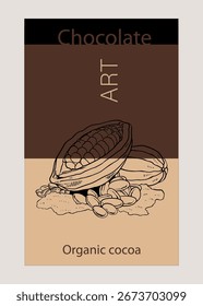 Carteles de granos de cacao orgánicos procesados en cacao seco por agricultores en bocetos de colores pop para etiquetas de empaque de Diseño gráfico para promoción e impresión o obras de arte digitales con un estilo de color pop.