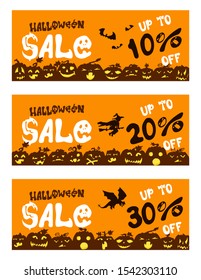 Posters with pumpkins for sale on Halloween. small discounts