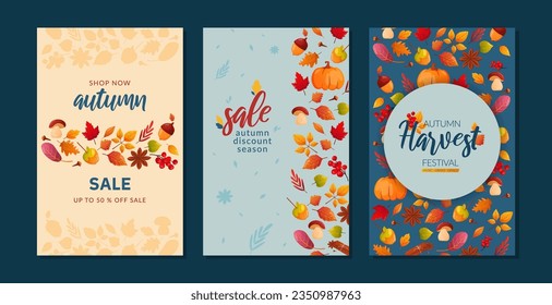 Posters set for autumn sales and advertisement