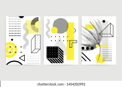 Plakate mit hellen, fetten geometrischen Elementen