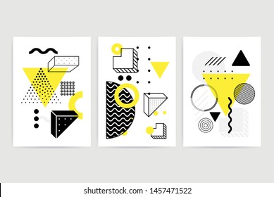 Plakate mit hellen, fetten geometrischen Elementen