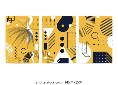 Posters set with bright bold geometric elements