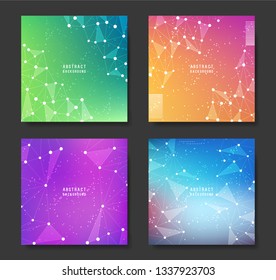 Posters set. Set of Colored low-poly Posters, for your ideas. Vector Abstract Backgrounds