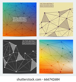 Posters set. Set of colored low-poly posters, for your ideas. Vector abstract backgrounds.