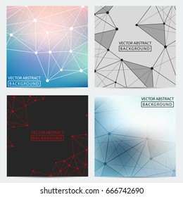 Posters set. Set of colored low-poly posters, for your ideas. Vector abstract backgrounds.