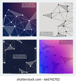 Posters set. Set of colored low-poly posters, for your ideas. Vector abstract backgrounds.
