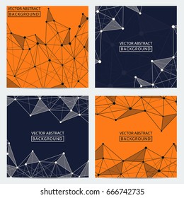 Posters set. Set of colored low-poly posters, for your ideas. Vector abstract backgrounds.