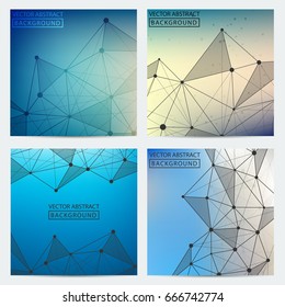 Posters set. Set of colored low-poly posters, for your ideas. Vector abstract backgrounds.