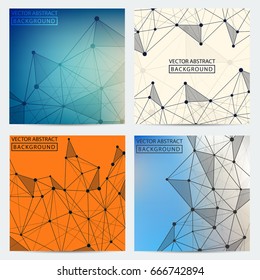 Posters set. Set of colored low-poly posters, for your ideas. Vector abstract backgrounds.