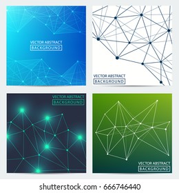 Posters set. Set of colored low-poly posters, for your ideas. Vector abstract backgrounds