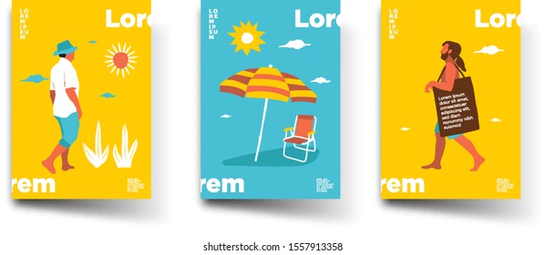 Posters set with colorful summer theme