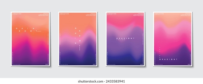 Posters set design with abstract blurred multicolor gradient background. Ideas for magazine covers, brochures and banner. Vector, Illustrator, EPS.