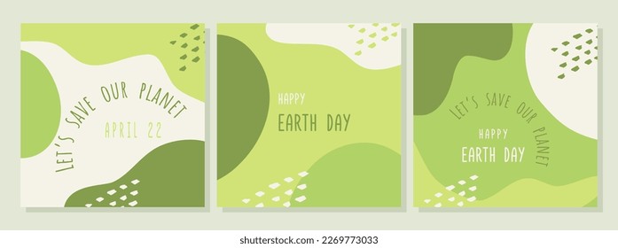 Posters set of Earth Day , brochure, flyer templates. Eco organic line abstract shape drawing, boho style hand drawn design, simple wallpaper. Vector illustration