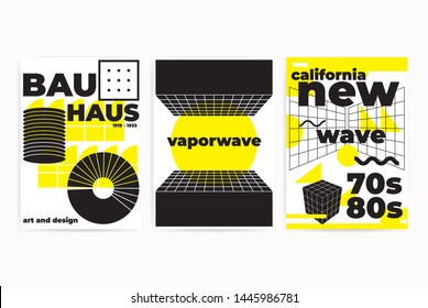 Posters set with geometric shapes composition