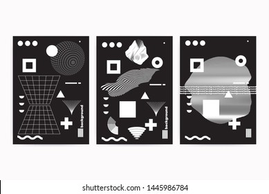 Posters set with geometric shapes composition