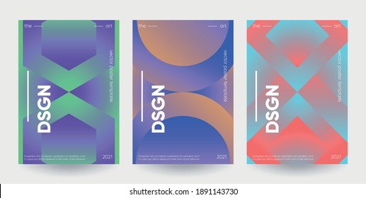 Posters set with gradient shapes composition. Eps10 vector.