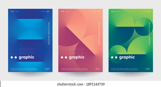 Posters Set With Gradient Shapes Composition. Eps10 Vector.