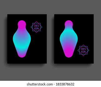 Carteles de tazones de neón 3D y logotipo de plantilla 