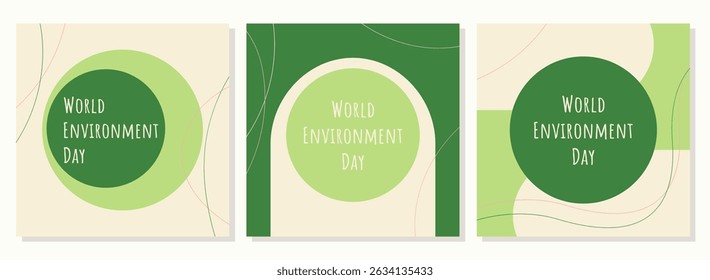 Posters set of World Environment Day , brochure, flyer templates. Eco organic line abstract shape drawing, boho style hand drawn design, simple wallpaper
