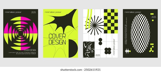 Poster mit Silhouette minimalistischen Grundfiguren, außergewöhnliche grafische Vermögenswerte von geometrischen Formen Schweizer Stil, Moderne minimale monochrome Print Brutalist.