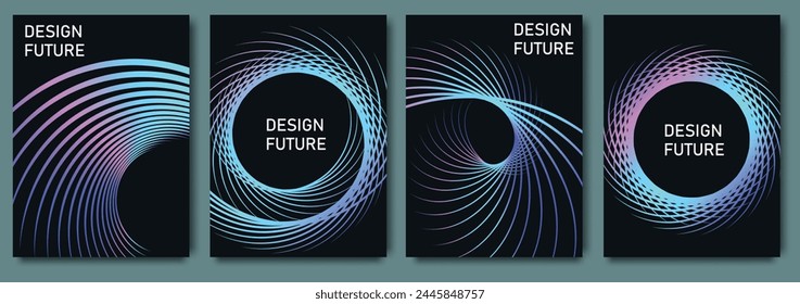 Posters template for presentation flyer, brochure cover design, infographic report. Future technology. Cyberpunk, retrofuturism, vaporwave concept. Sci-fi user interface with graphic geometric shapes